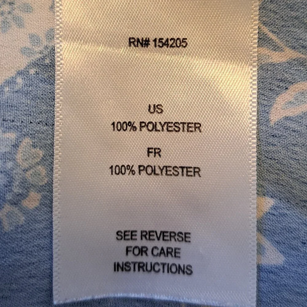 Cooper & Ella Blue Ruffle Keyhole Patterned Blouse Size Large